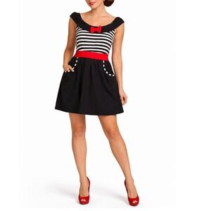 Sourpuss Skater Minnie Sailor Style Rockabilly Dress S Retro Pinup Nautical NWT